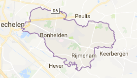 Kaart luchthavenvervoer in Bonheiden