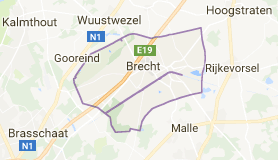 Kaart luchthavenvervoer in Brecht