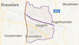 Kaart luchthavenvervoer in Izegem