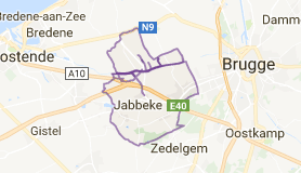 Kaart luchthavenvervoer in Jabbeke