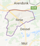 Kaart luchthavenvervoer in Retie