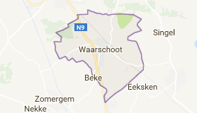 Kaart luchthavenvervoer in Waarschoot