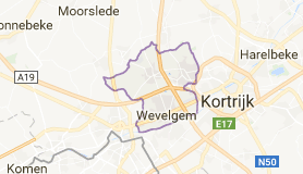 Kaart luchthavenvervoer in Wevelgem