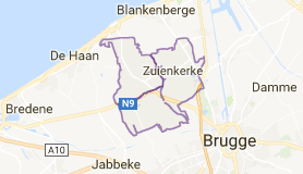 Kaart luchthavenvervoer in Zuienkerke